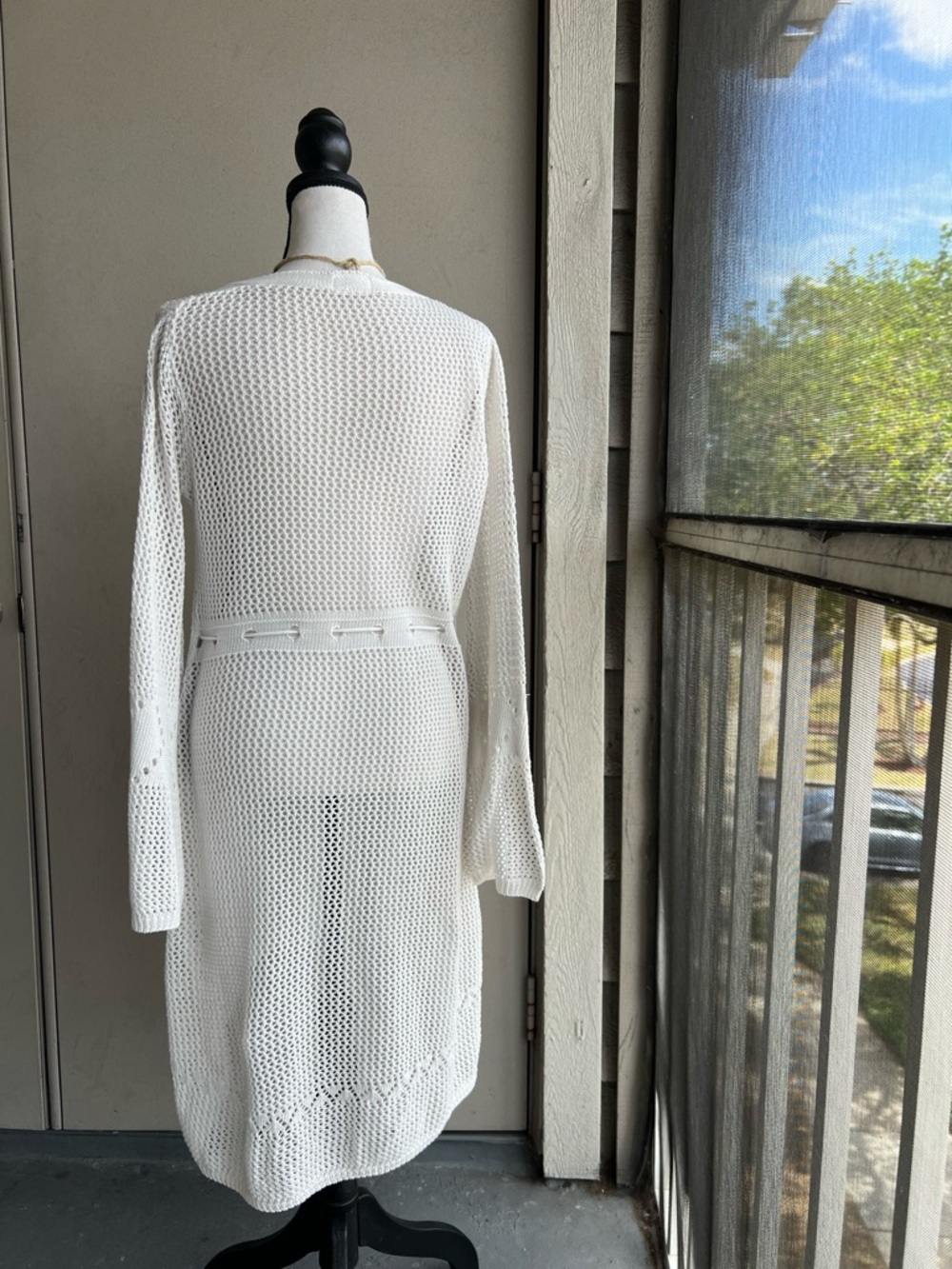 White Knit Beach Coverup Crochet Dress - Picture 6 of 8
